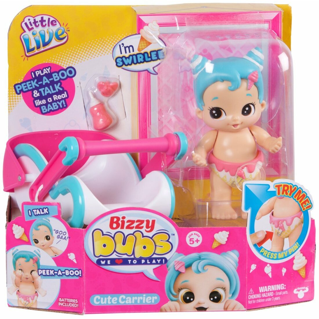Little Live Bizzy Bubs Cute Carrier Doll SWIRLEE